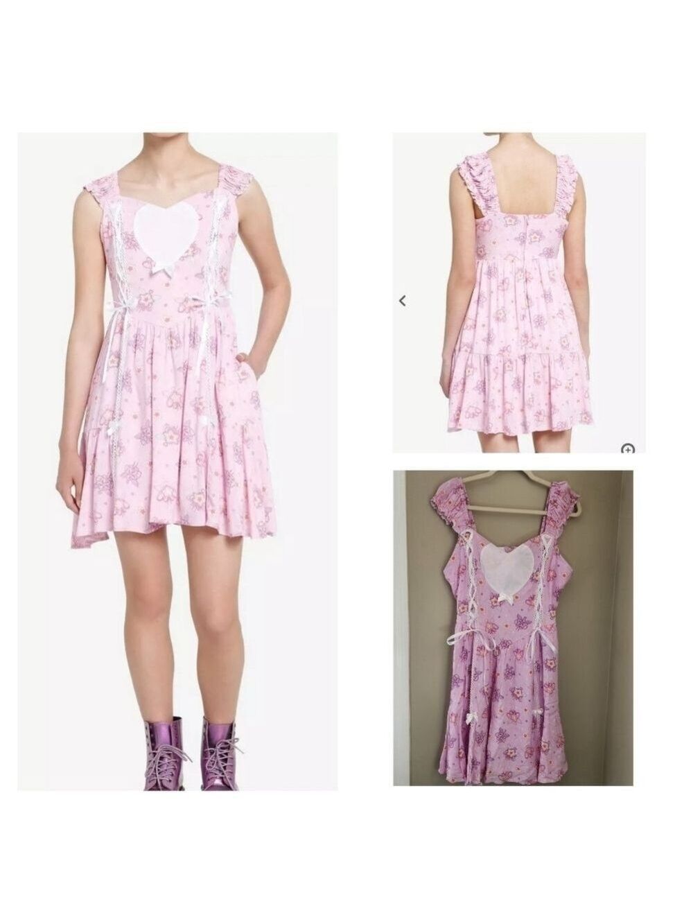 Hot Topic Dress Sweet Society Kawaii Heart Lace-Up NEW Size Large #1627